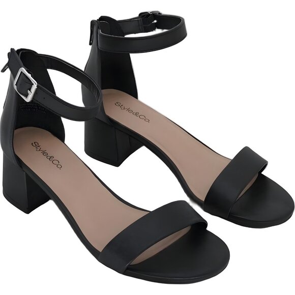 Style & Co Women's Ankle-Strap Block Heels Black Size 6.5M - Picture 4 of 6